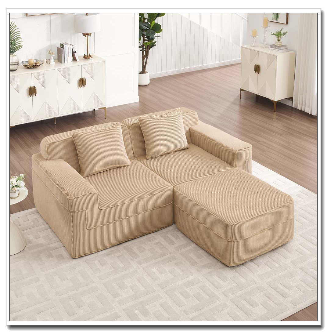 Latitude Run® 3 Seat L Shape Sectional Boneless Sofa, Cloud Sectional ...