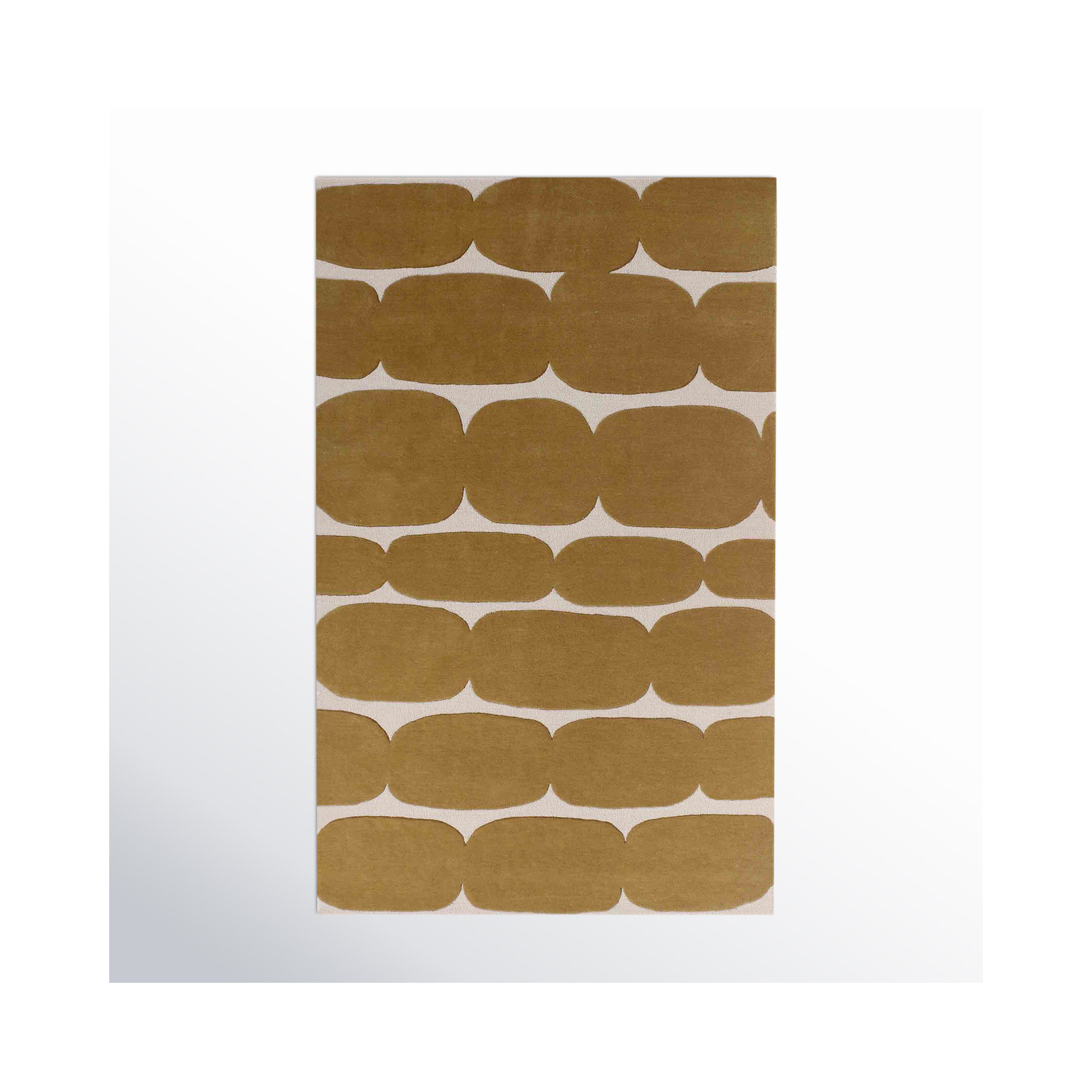 Brick Road Handmade Mustard Yellow/Ivory Rug, Rectangle 5' x 8'