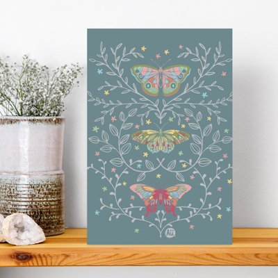 Contemporary Art Elegant Romantic Contemporary Butterfly Flower Wall Art by Aia Ueno - Wrapped Canvas Print