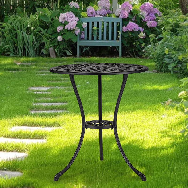 Round Metal Outdoor Side Table With Umbrella Hole , 59cm cm W 59cm cm D