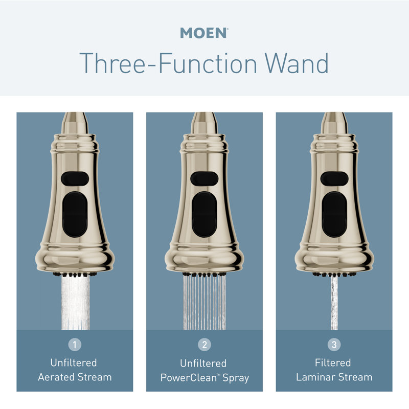 Weymouth 3 In 1 Water Filtration Pulldown Kitchen Faucet, Satin Nickel
