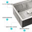 Évier de cuisine en acier inoxydable - Commutable selon différents modes Station de travail de 10 po de hauteur avec passoire et gabarit