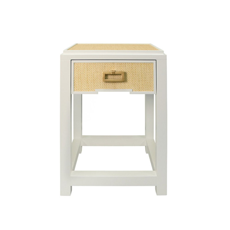 Jean End Table, White/Tan