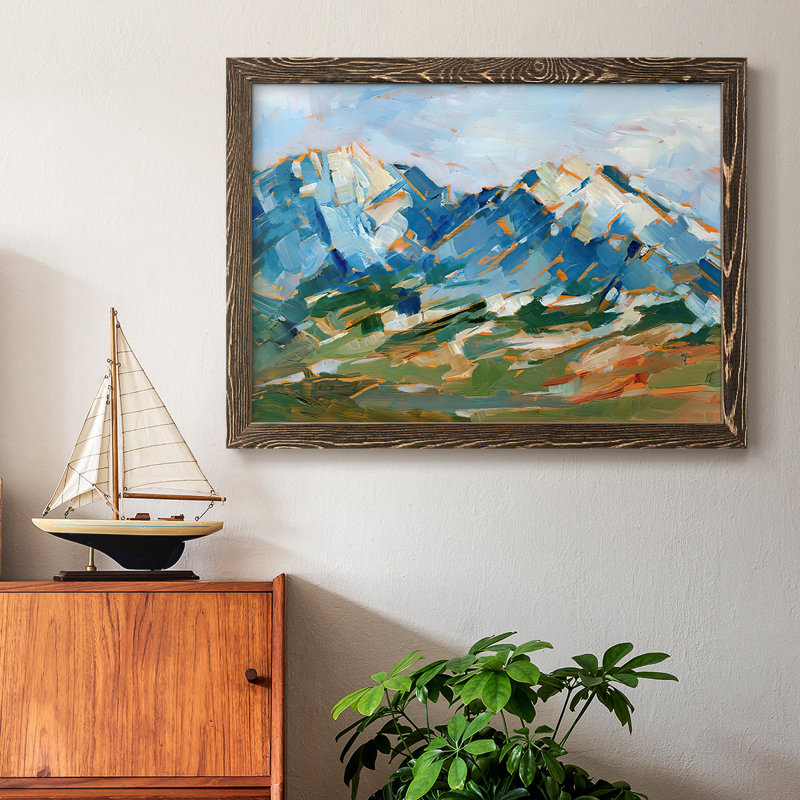 "Blue Mountain Peaks I", impression sur toile par J Paul, Cadre photo simple noyer, H 14 po x l 20 po x P 1,5 po