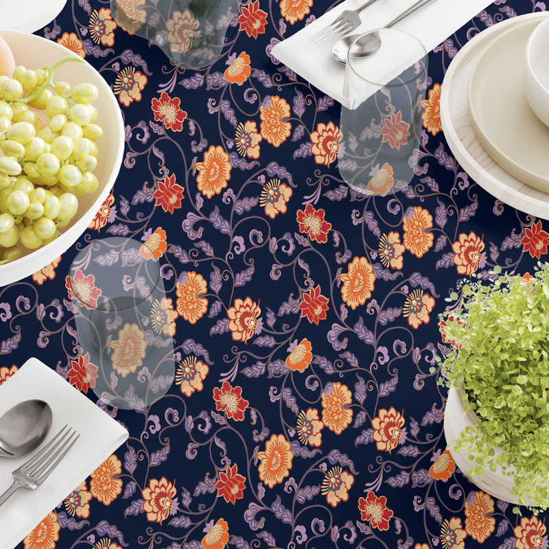 Rectangular Tablecloth, 100% Cotton, Floral 25, 104" x 60"