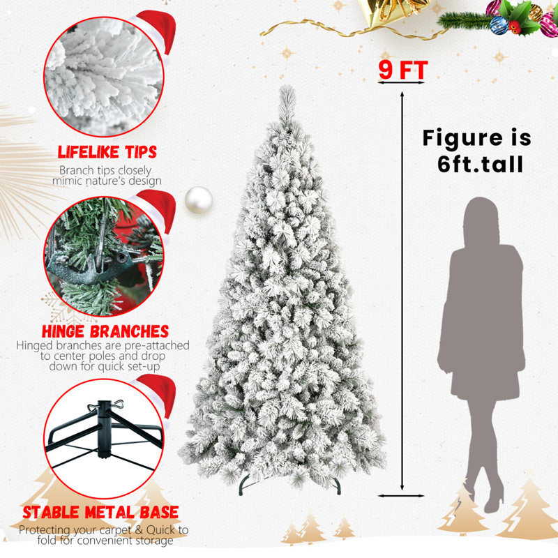 Arbre de flocage automatique en PVC / pin, 9'