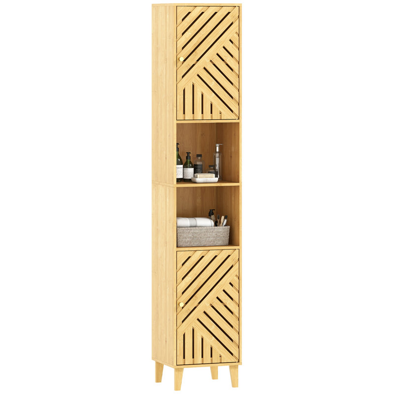Manufactured Wood, Bamboo Freestanding Bathroom Cabinet
