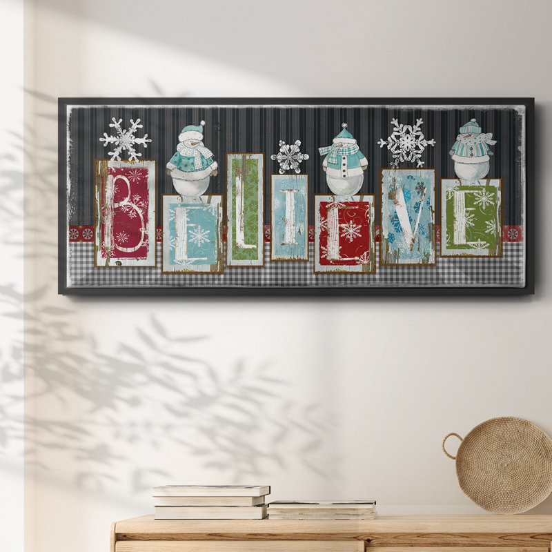Snowman Believe - toile encadrée, H 20 po x l 50 po