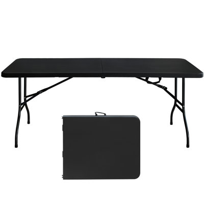Table pliante portative de camping pique-nique - 6 pi, pliable, solide, noire haute stabilité
