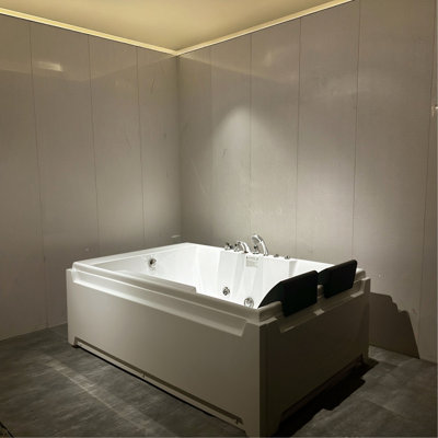 X-031 Whirlpool Tub,73" X 48" Jetted Bathtub For 2 Person, Hydro Massage & Chromatherapy,UL Certified,UPC Certified,3 Sided Apron,Acrylic ,110 Gallons,Left Drain