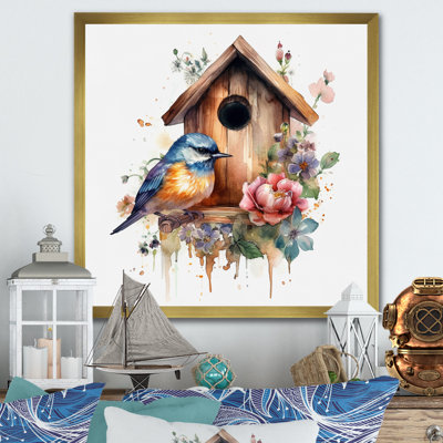 Bird On A Birdhouse, reproduction d'art sur toile