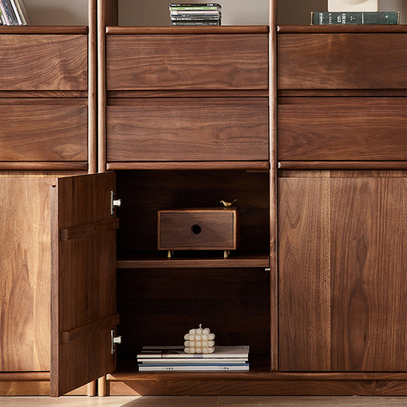 Light luxury black walnut wood bookcase
