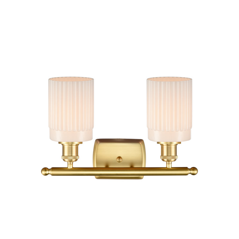 Éclairage pour meuble-lavabo à intensité variable 2 lumières Kamena, Ampoule DEL 6 watts rétro, Blanc mat, Or satiné