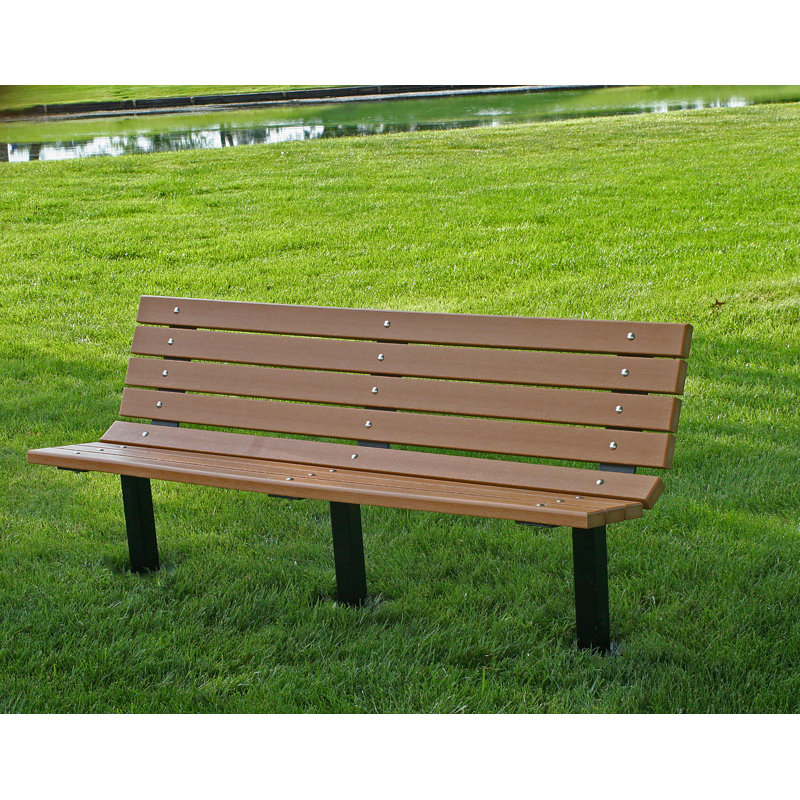 Banc de parc en plastique recyclé Contour, T enterré, 4 pi, Cèdre