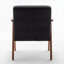 Fauteuil d'appoint à oreilles simple Mid-Century moderne avec structure en bois massif et dossier très épais en velours noir profond-2054614208