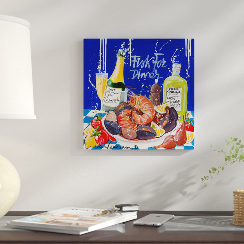 «Fish For Dinner», reproduction d'impression sur toile, H 18 po x l 18 po x P 1,5 po, Toile tendue, Pas de tapis