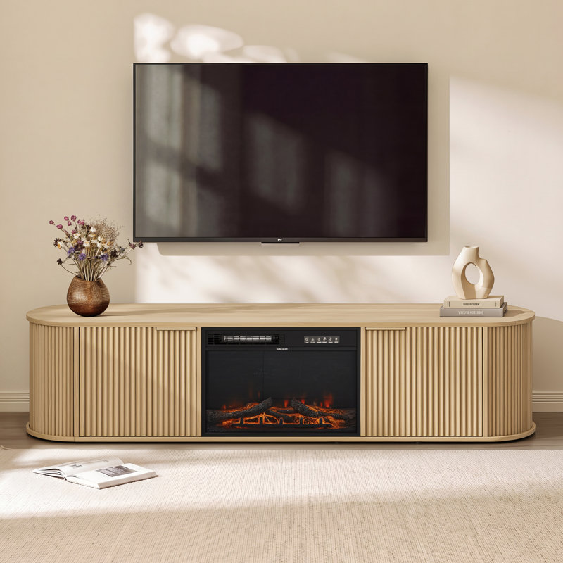 Meuble télé 70 po avec tablettes réglables, Chêne
