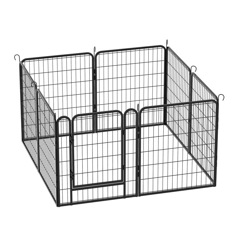 Rust - 8 parc en métal clôture pour animaux de compagnie H 31,7 po avec porte, pour les espaces intérieurs et extérieurs
