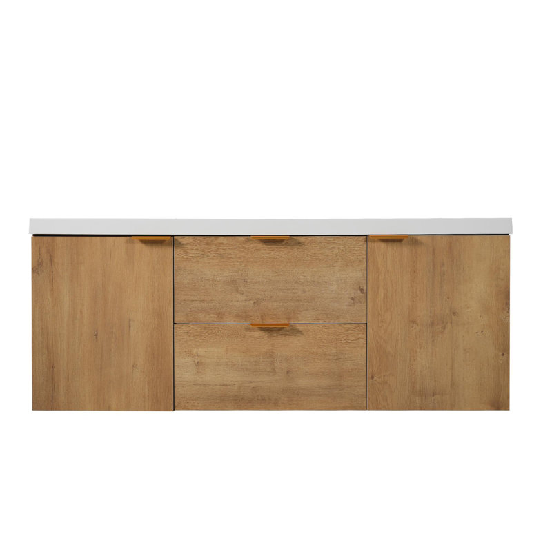 Meuble-lavabo 59,3 po avec deux lavabos en résine SMC, 2 portes et 2 tiroirs
