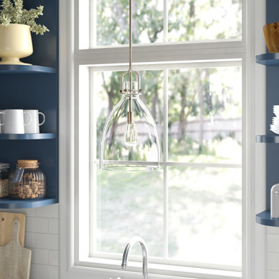 Borgen Dimmable Bell Pendant with Seeded Glass Shade
