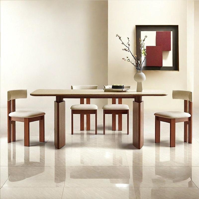 Cave stone slab rectangular dining table, 29.53"H x 55.12"L x 31.5"W