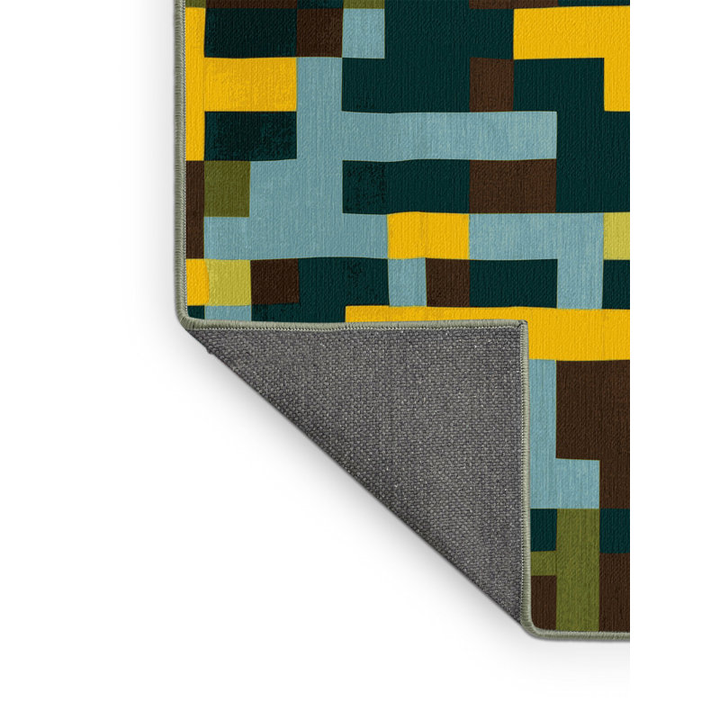 Bordered Blocks Rug, Rectangle 8' x 10'