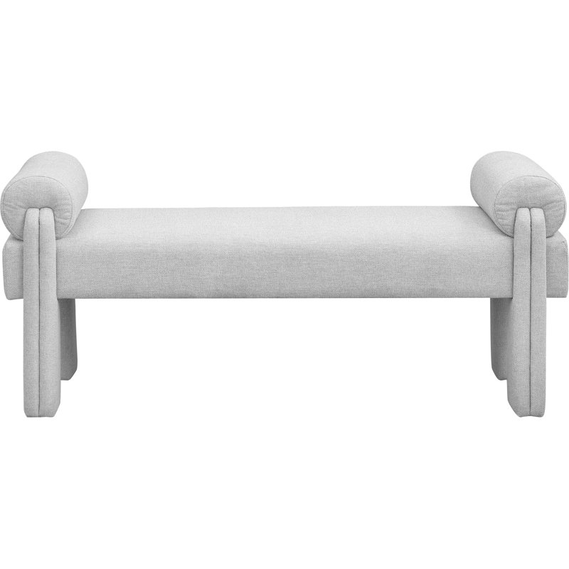 Stefano Upholstered Bench, Grey Polyester Fabric