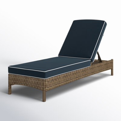 Leandra Wicker Outdoor Chaise Lounge with Cushion