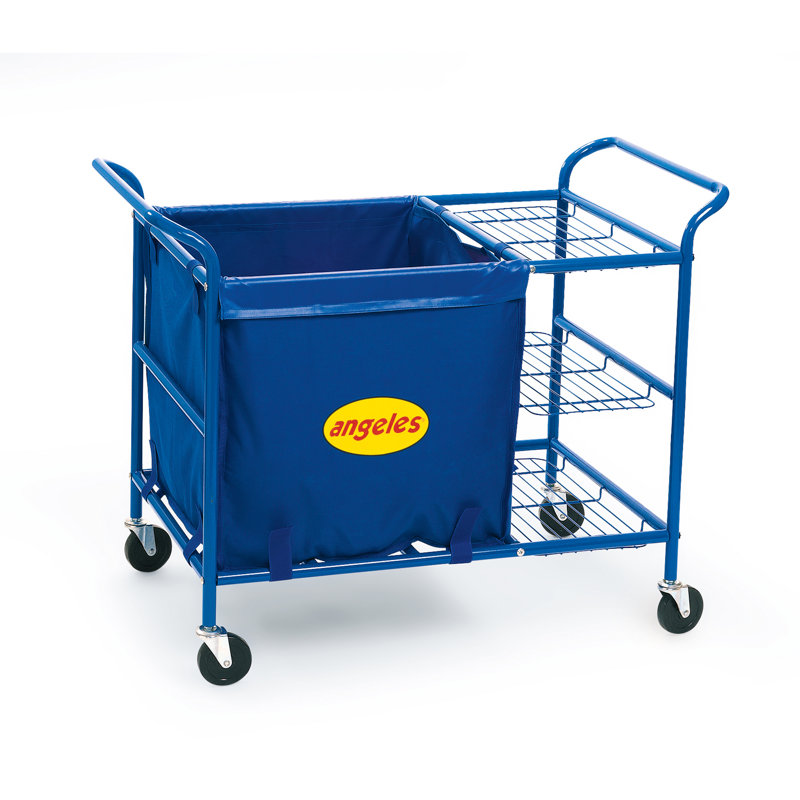 Blue Steel and Nylon 3-Shelf Rolling Ball Cart