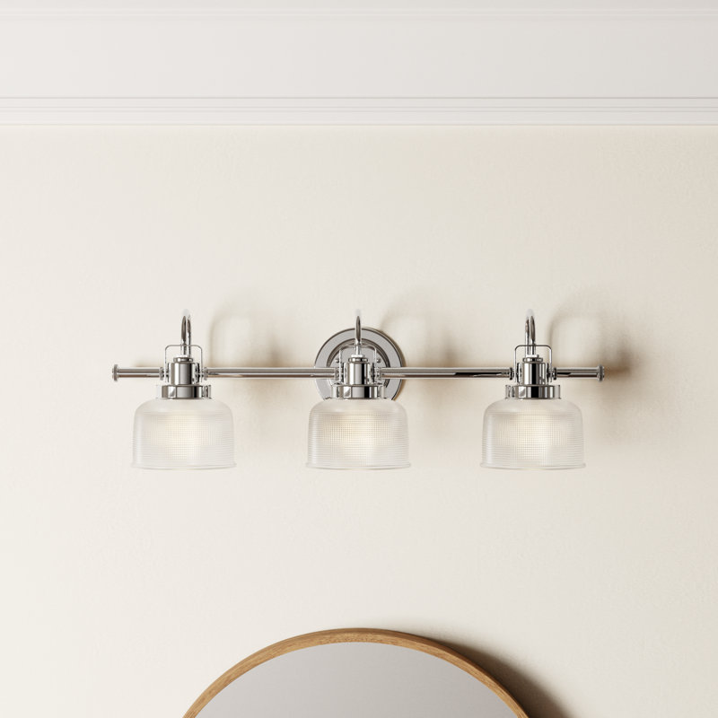 Rosser 3 Light Transparent Dimmable Vanity Light, Polished Chrome