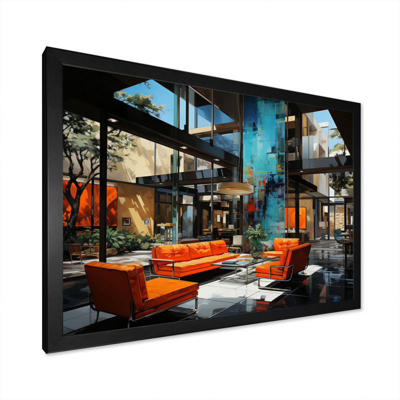Mid Century «Bold», impression sur toile encadrée, H 30 po x l 40 po x P 1,5 po, Cadre simple noir