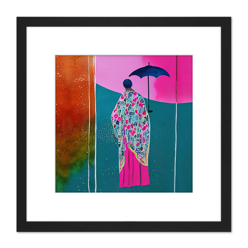 Japanese Kimono Parasol Bright Colourful - Single Picture Frame Painting