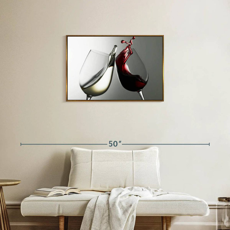 Blanc et vin rouge, Cadre flottant doré, 46 po x 31 po