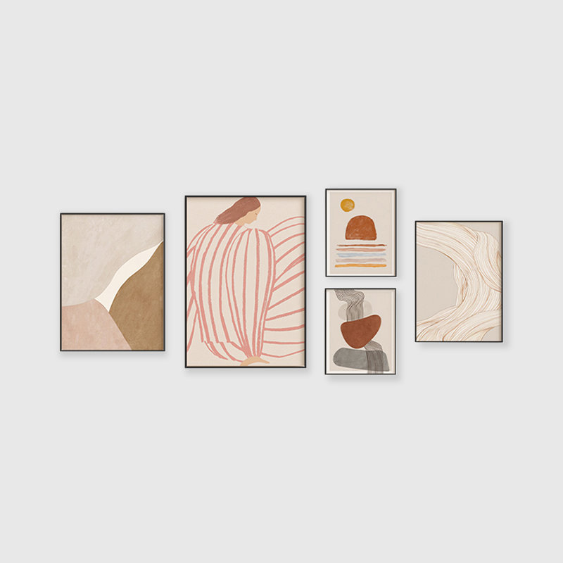 Ensemble de 5 pièces d'art mural Mid-Century, H 31,5 po x l 23,62 po