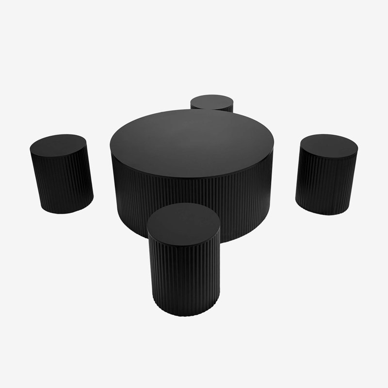 Ensemble de 5 tables basses Wave Stripe, Noir