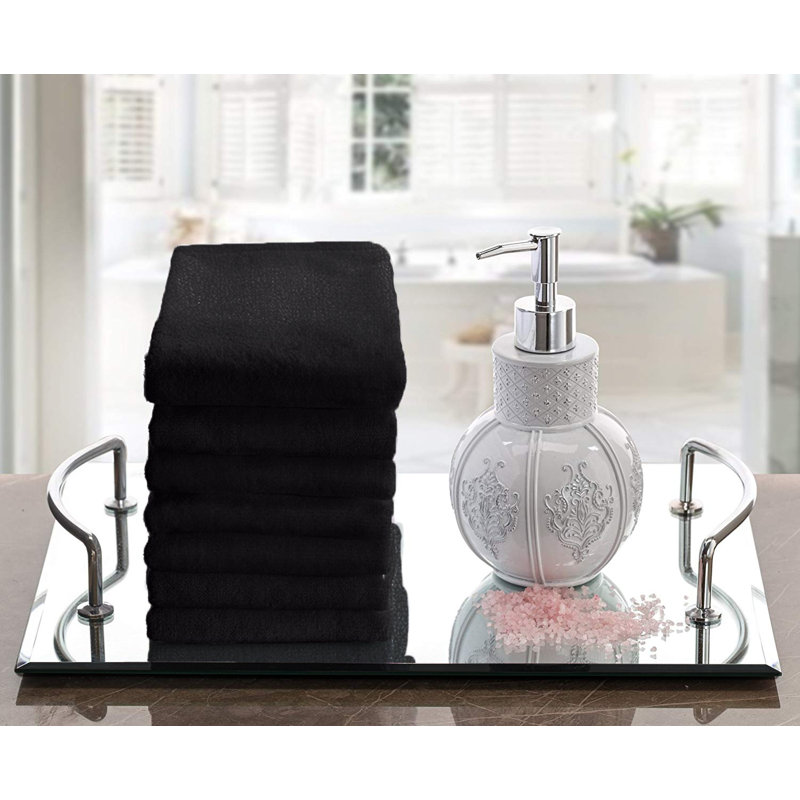 Creative Scents Cotton Fingertip Towels Set of 4, Black