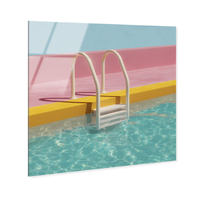 Poolside Symmetry I High-Gloss Frameless Acrylic Glass Wall Art Abstract Print by Oliver Gal, Ready to Hang, 12 x 12