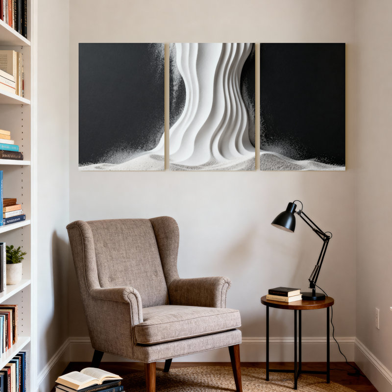 «Abstract Abstract Waves», ensemble de 3 impressions sur toile, H 18 po x l 36 po