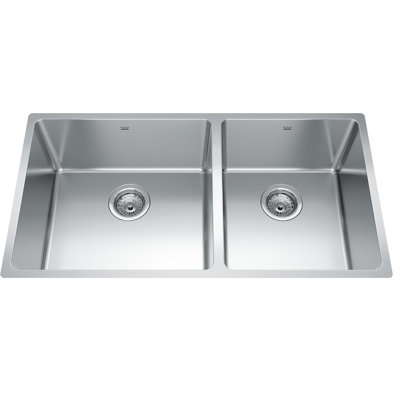 Brookmore 34.5'' L Undermount Double Bowl Stainless Steel Kitchen Sink