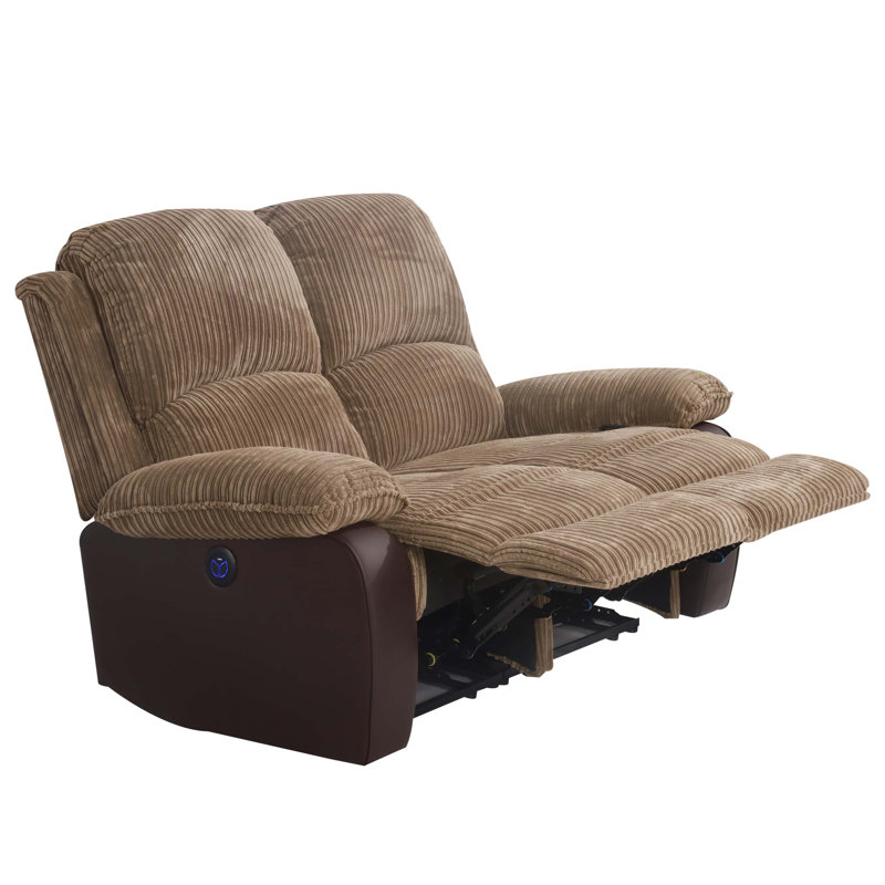 Anco 2 Seater Corduroy Reclining Sofa, Brown