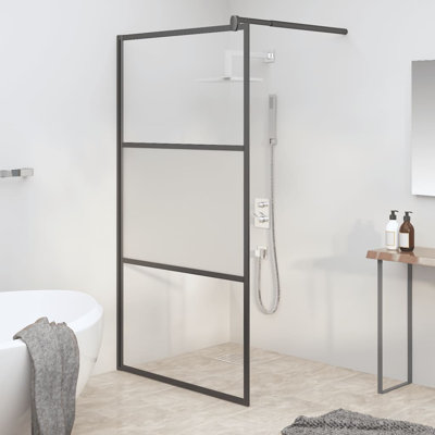 VidaXL Walk-in Shower Wall 45.3" x 76.8" Half Frosted ESG Glass