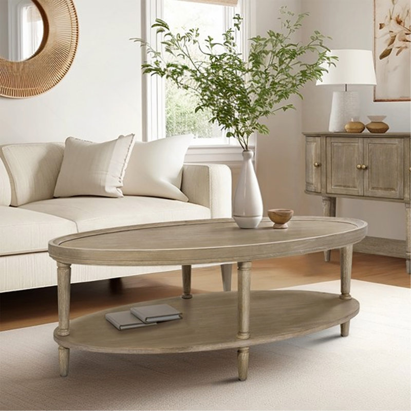 Table basse, ovale avec tablette