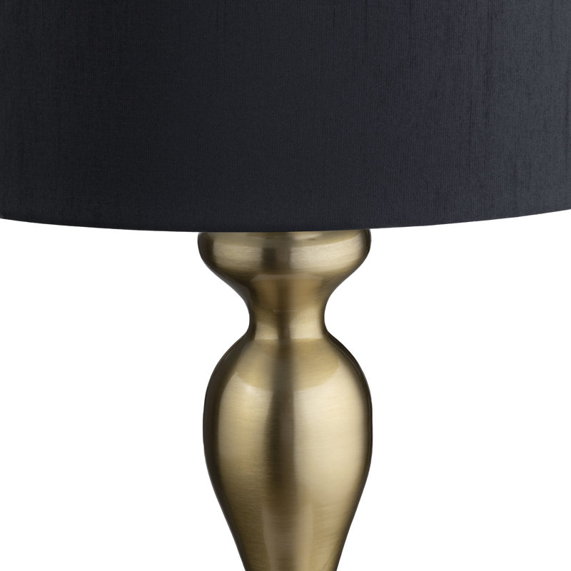 Set Of 2 25.5" Steel Table Lamp W/ Linen Shade, Brushed Gold, Black