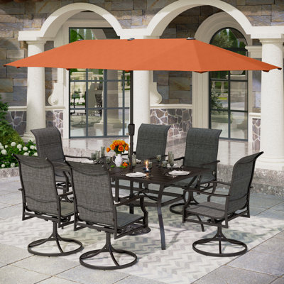 Ensemble repas 8 pièces avec parasol Alyah