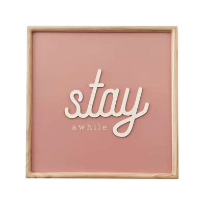 VIP Wood 15.75 in. Pink Stay Awhile Wall Decor