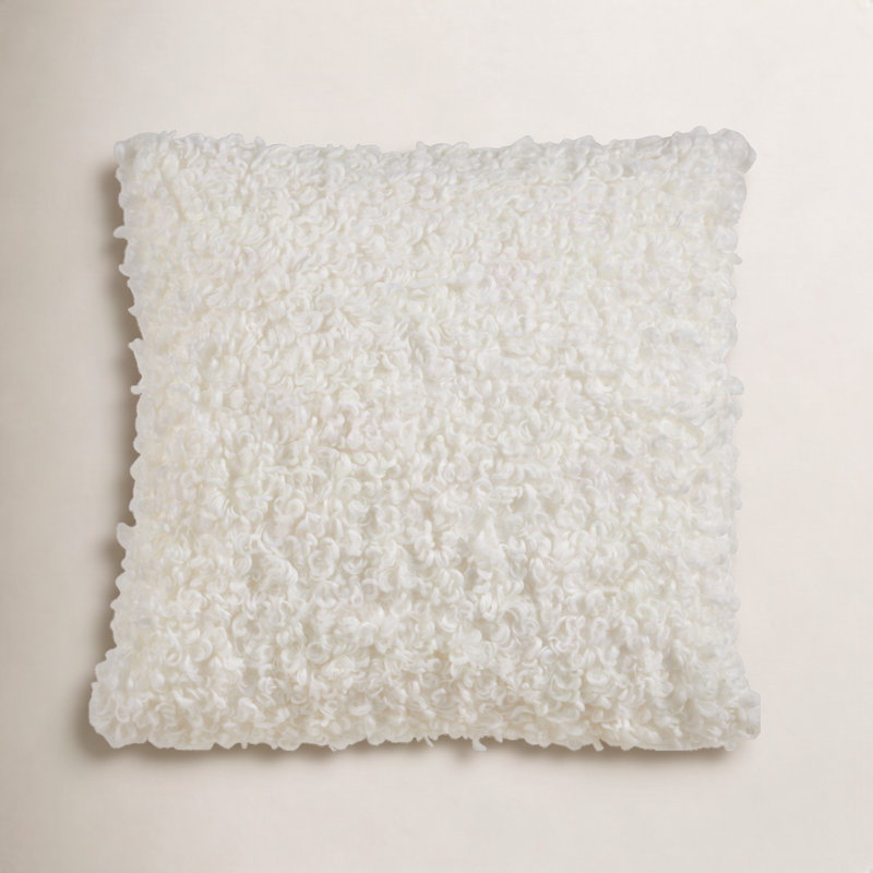 Heijo Faux Fur Reversible Throw Pillow, Polyester/Polyfill, Ivory