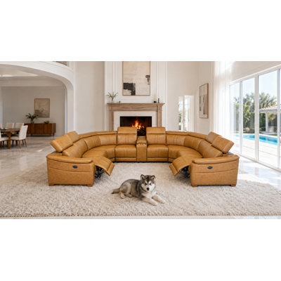Maltrage Leather Match Large Seating Power Recliner Sectional