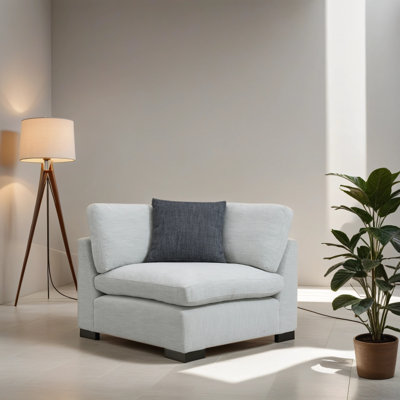 Quatesha 40'' Wide Down Fill Fabric Upholstered Cushion Back Corner Wedge with one Pillow