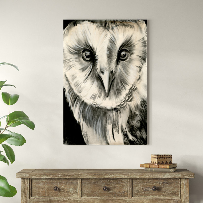 Hibou gris anthracite II, H 48 po x l 32 po x P 1,25 po