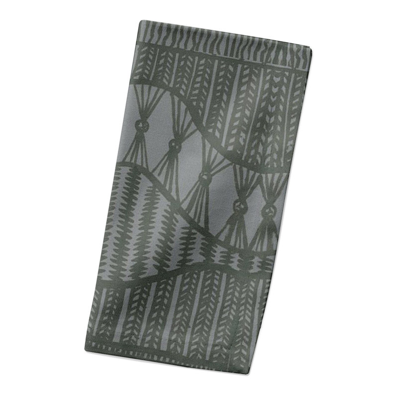 Cotton Twill Abstract Rectangle Napkin, Charcoal Black